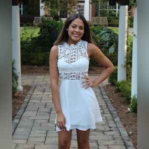 Lulu's White Crochet Lace Mini Dress